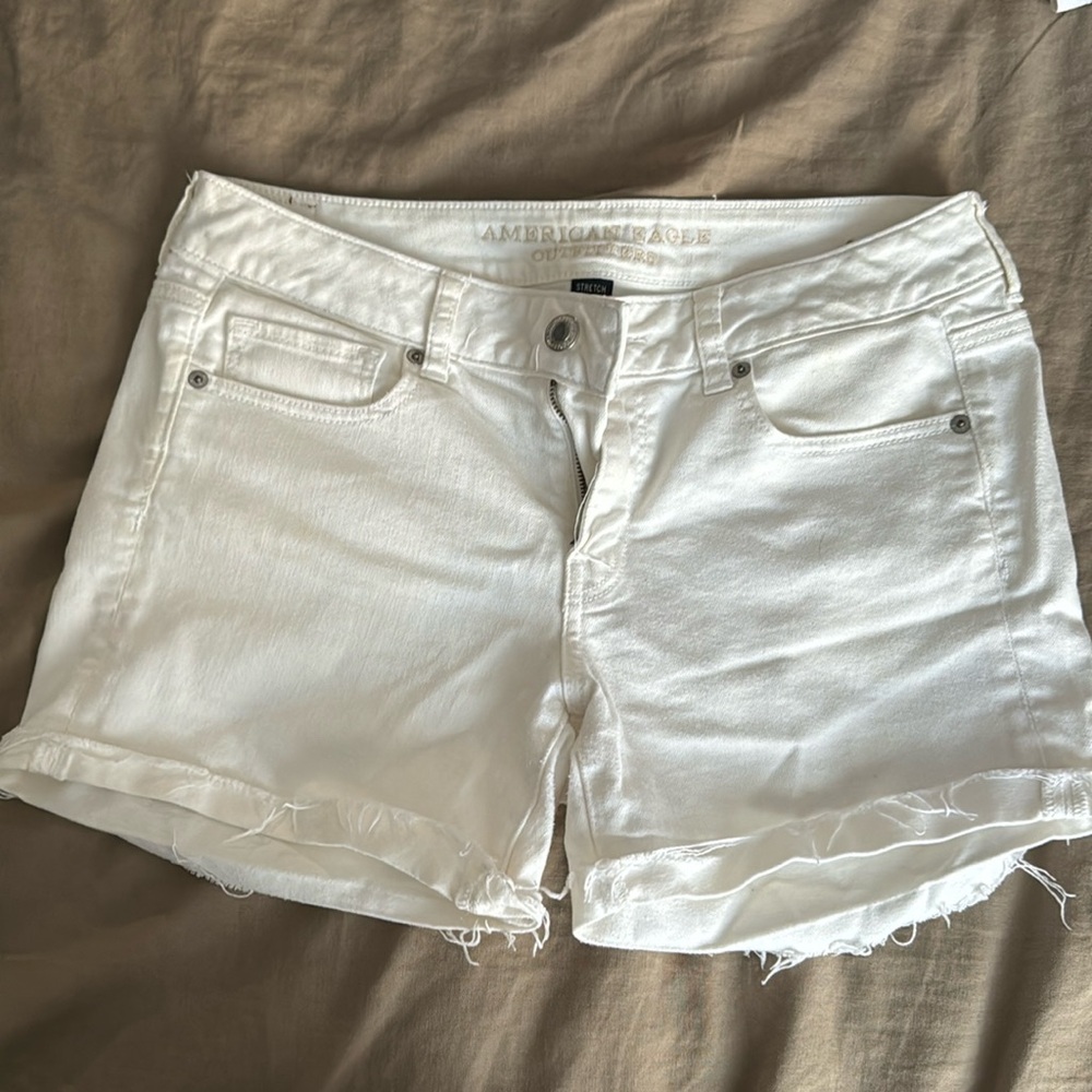 White jean shorts